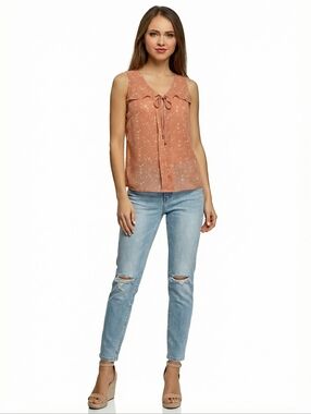 Rose & Olive Sheer Peach Sleeveless Blouse - Sz XL